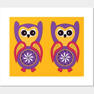 Twin birds baby owls Posters and Art